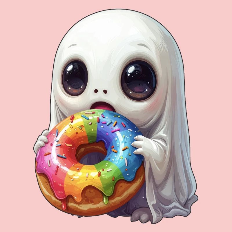 Fantôme de beignet flippant et mignon
