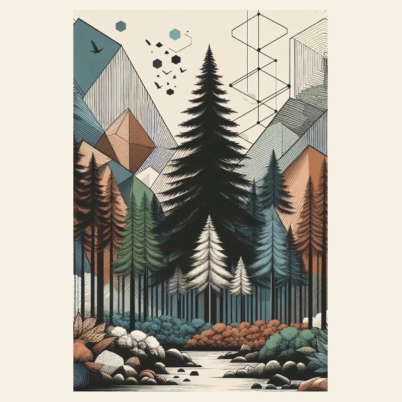 Abstract Enchanted Forest Magic and Geometry Unite