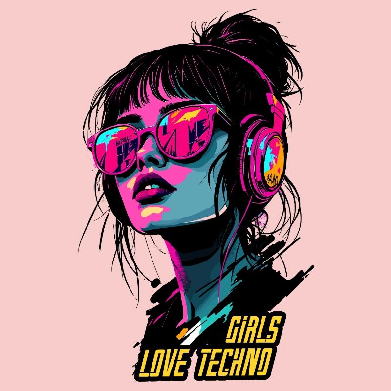 Neon Techno Mädchen Porträt
