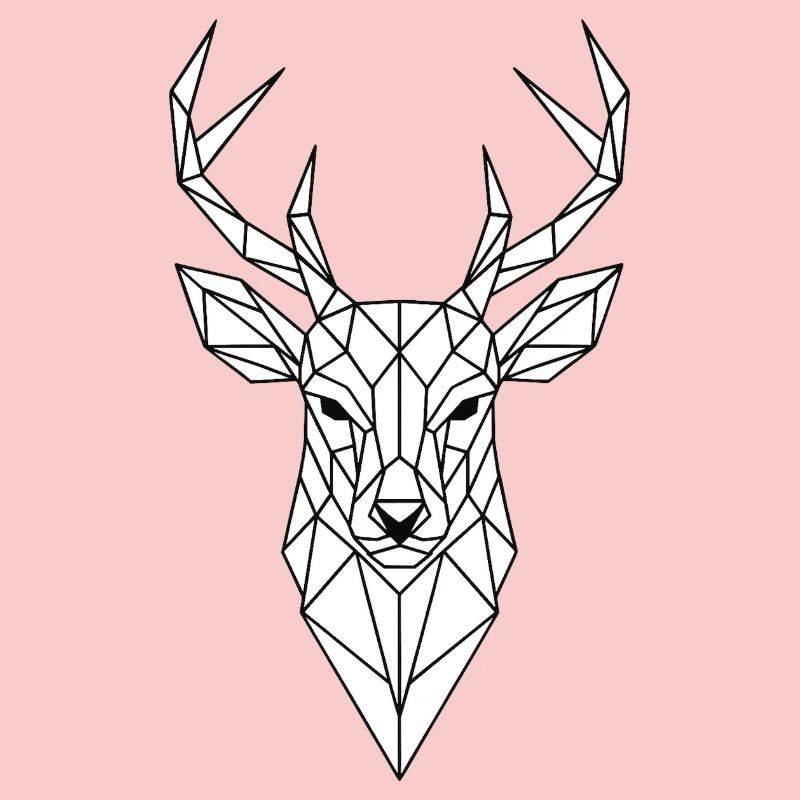 Geometric Deer Head Line Art