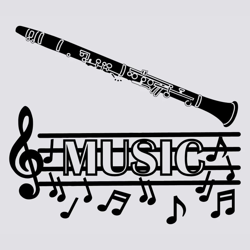 Clarinet wind instrument with musical tones underneath