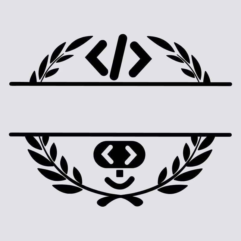 Code logo and code smiley in laurel wreath