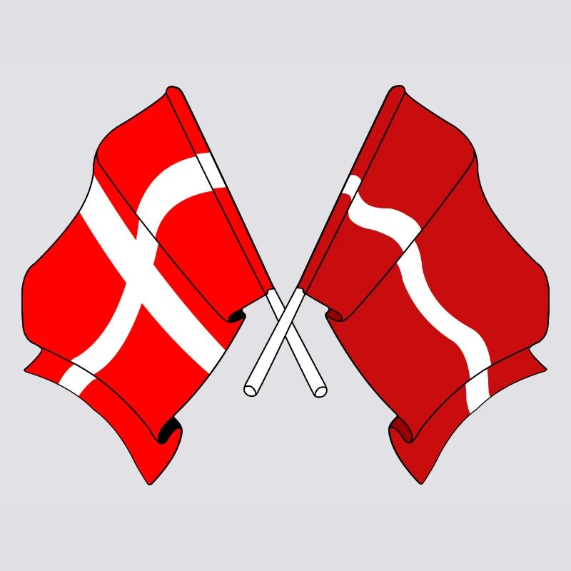 Drapeau Danemark, drapeau Lettonie