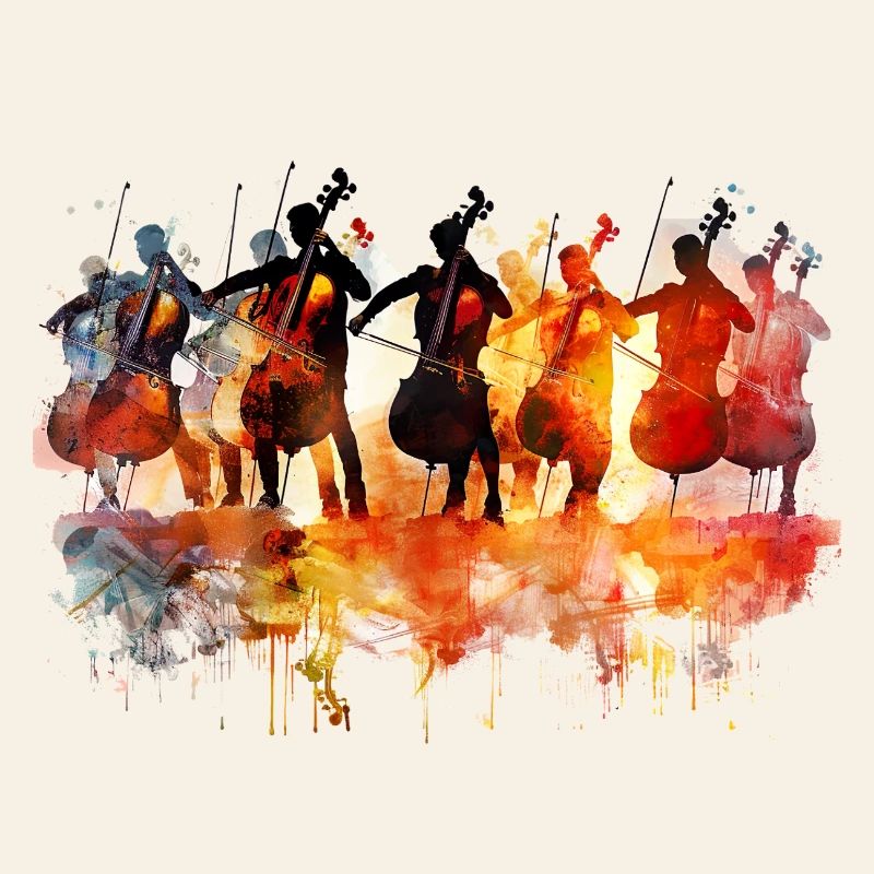 Orchestre de violoncelle abstrait à l’aquarelle