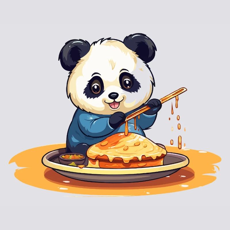 Panda Cooking Pancakes
