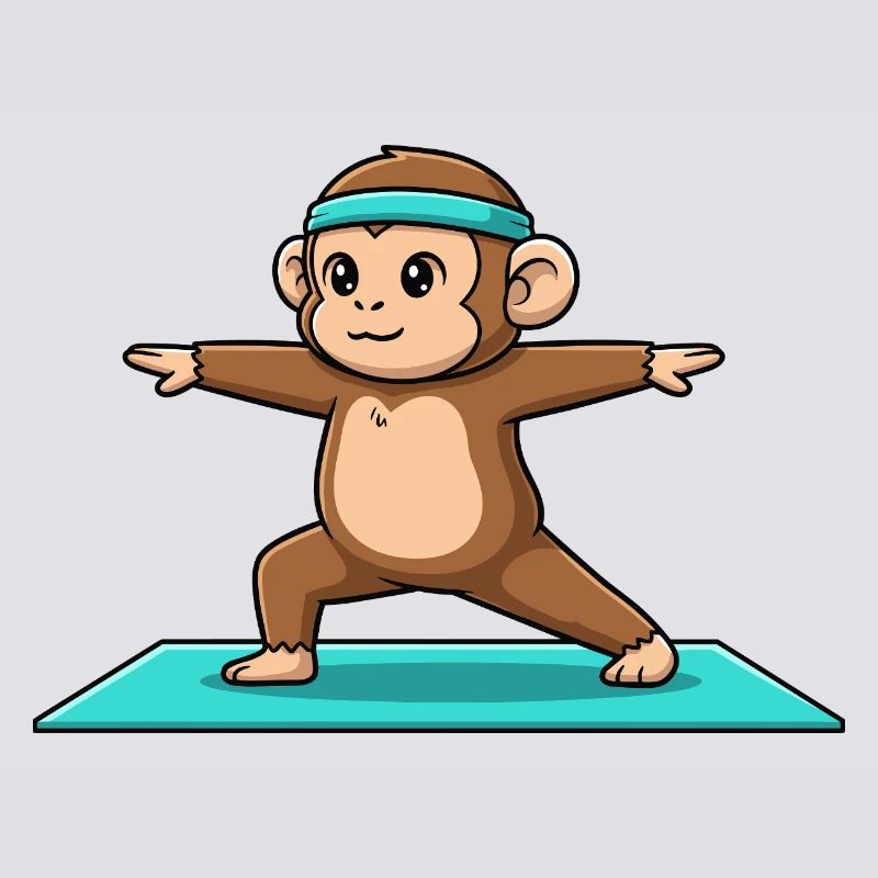 Yoga Monkey Ape Doing Warrior Pose