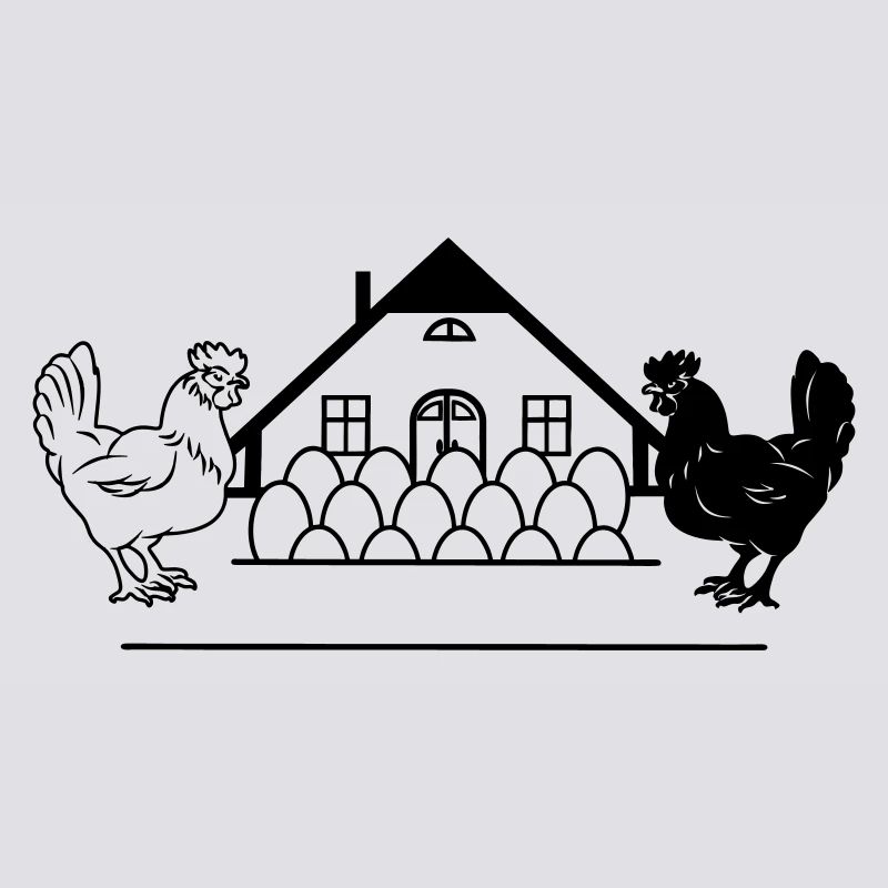 Dark and light chicken monogram logo