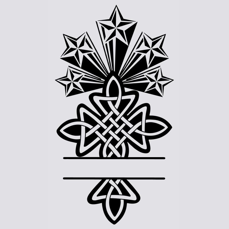 Celtic cross monogram five stars