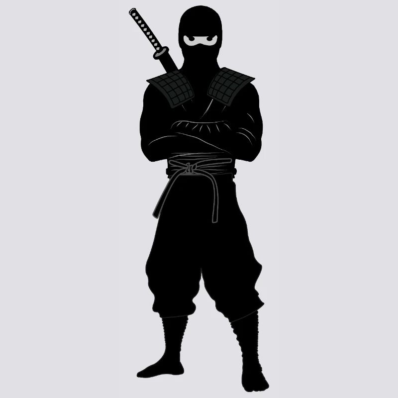 Ninja coriace avec une épée dans le dos