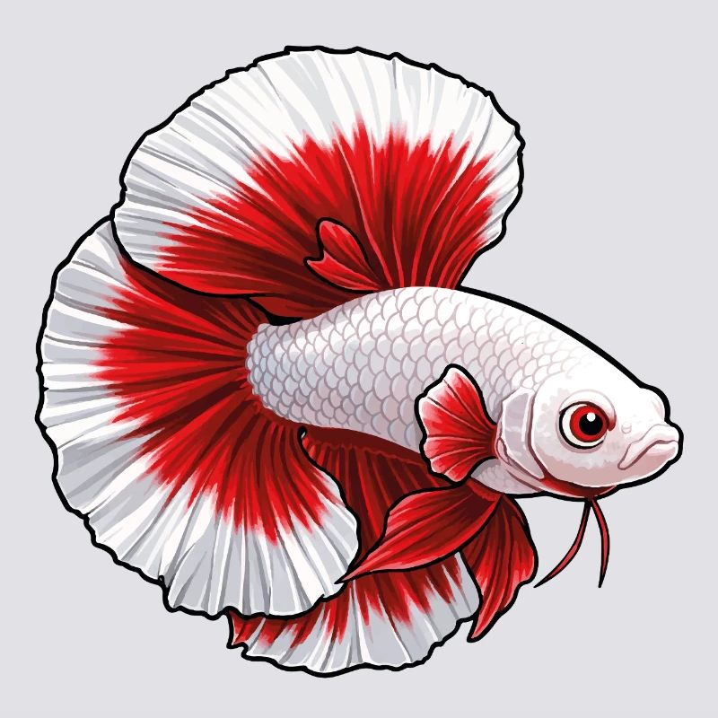 Red White Betta Fish
