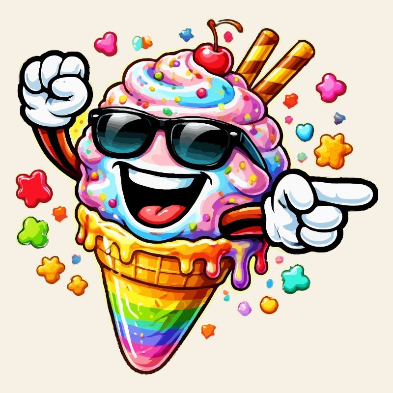 Glace avec lunettes de soleil
