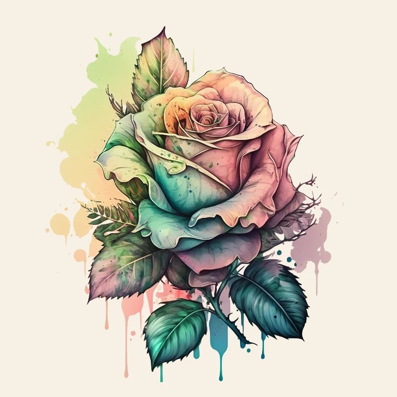 Rose Aquarelle colorée Tropical Creative Design