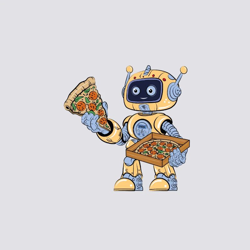 Robot eats pizza