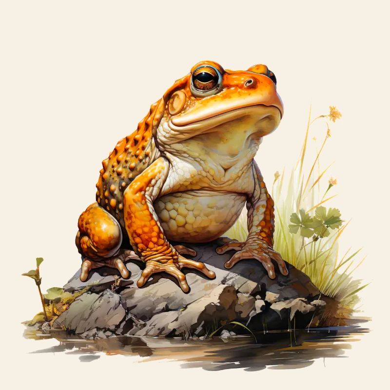 Orangeroter Frosch oder Kröte auf Stein
