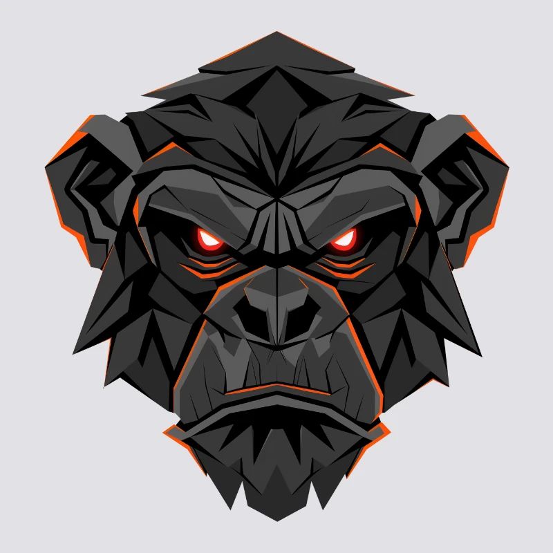 Neon Gorilla Lowpoly Face