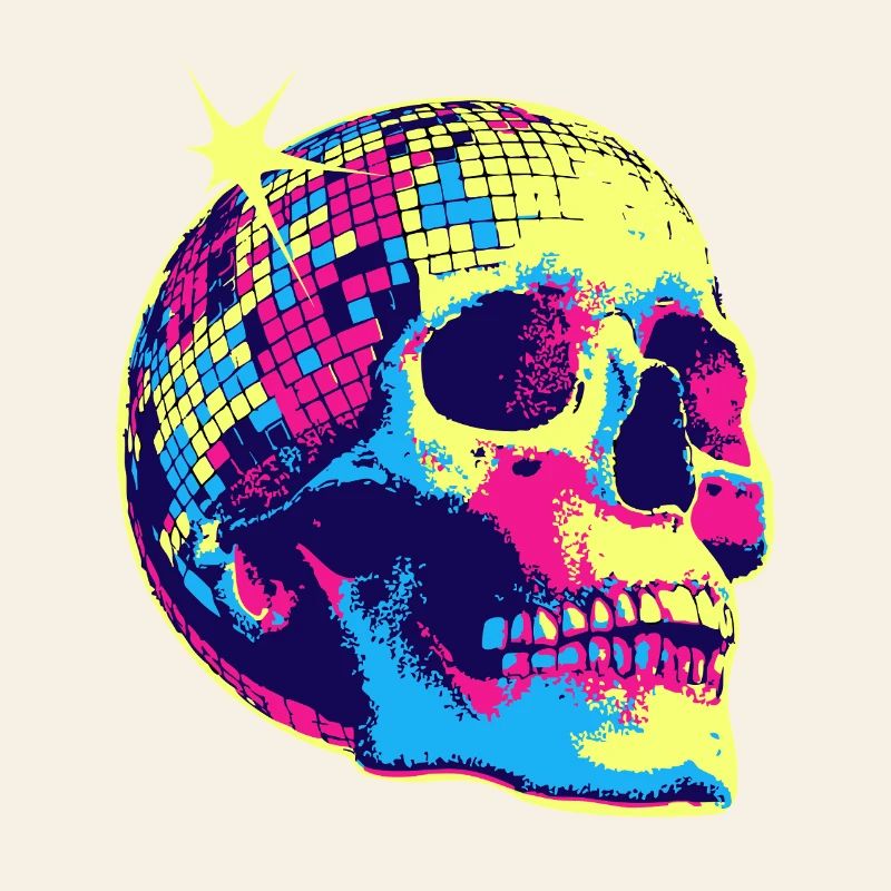 Neon Disco Skull