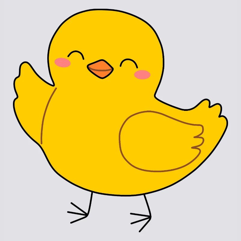 Dessin animé de la Poussin Jaune Joyeuse