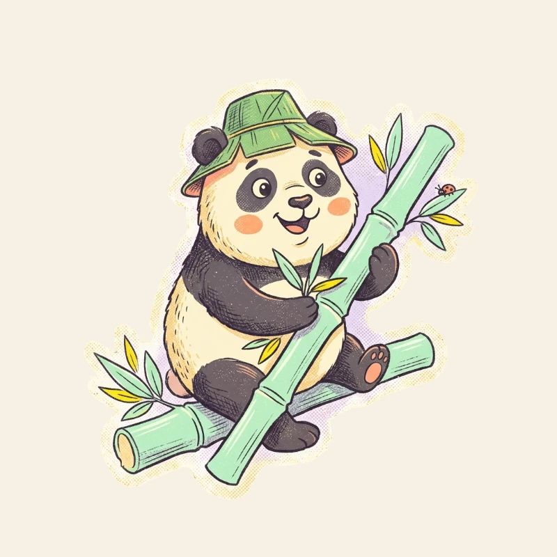 Panda on bamboo path