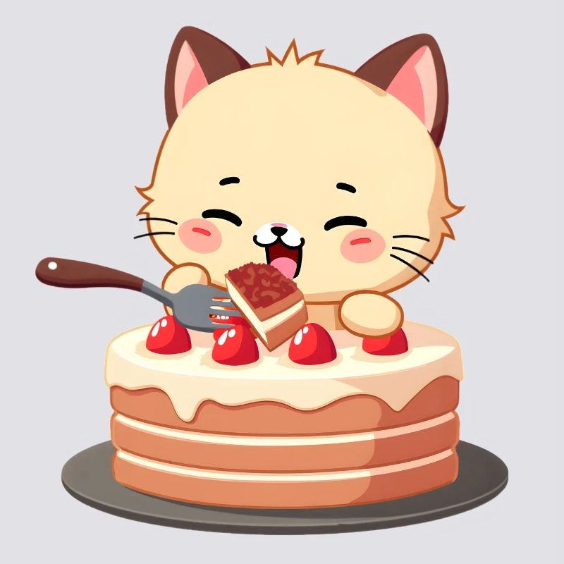 Cat eats cake