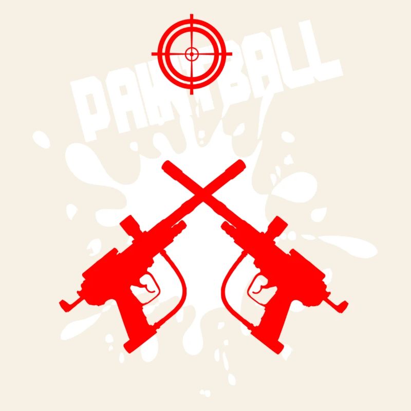 Cible de paintball avec deux pistolets rouges