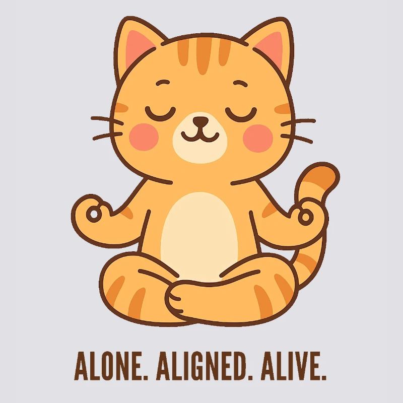 Chat méditant seul, aligné vivant