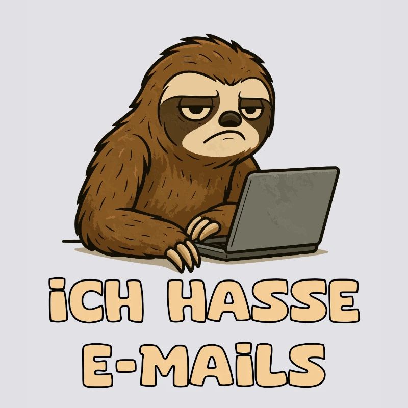 Conception décontractée de paresseux avec sarcasme par e-mail