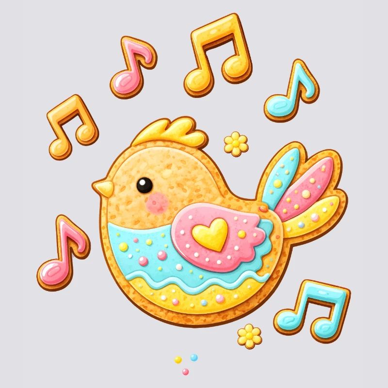 Oiseau mignon en illustration de biscuit décoré