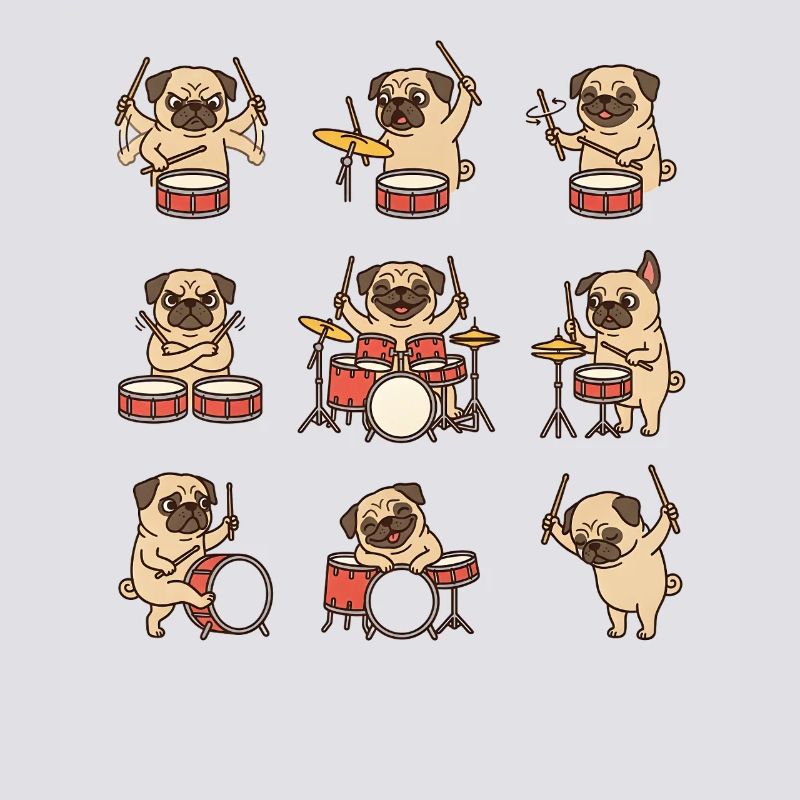 Pug Drummer Cartoon for Drummers