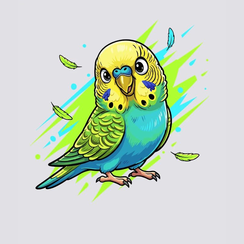 Explosion de couleurs de perruche néon