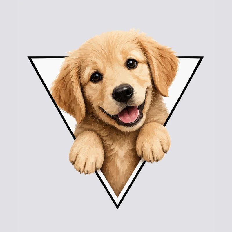 Dog pup in triangle frame