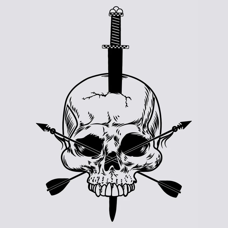 Crâne percé d’épée et de deux flèches