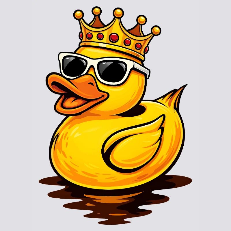 Cool rubber duck with crown and sunglasses