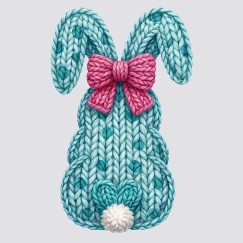 Easter Bunny From Back Bow Faux Yarn Easter