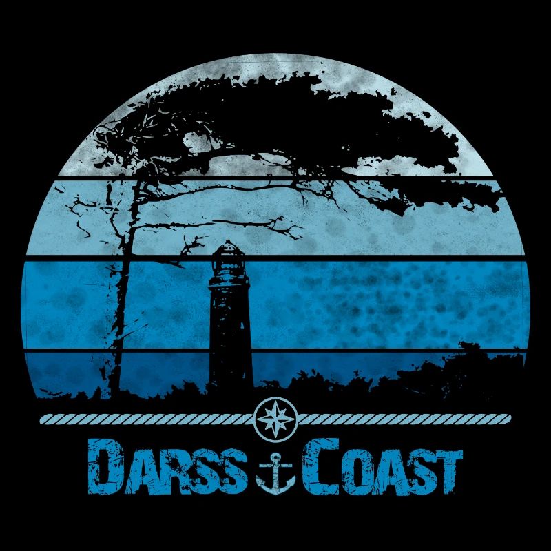 Côte Darss avec coupe-vent et phare