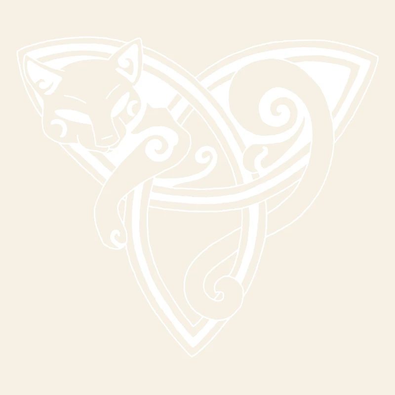 Celtic cat resting (white)
