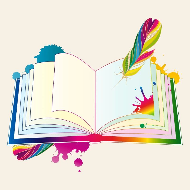 journal hétéroclite avec plume et blobs
