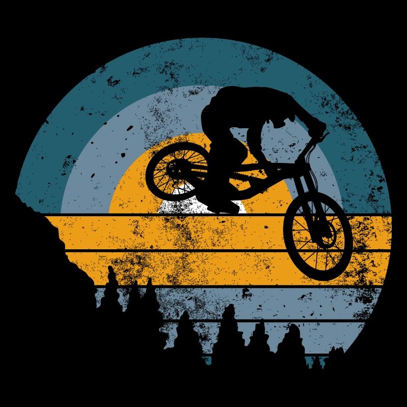 Silhouette du saut VTT au coucher du soleil