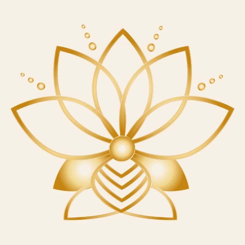 Symbole fleur stylisée dorée minimaliste