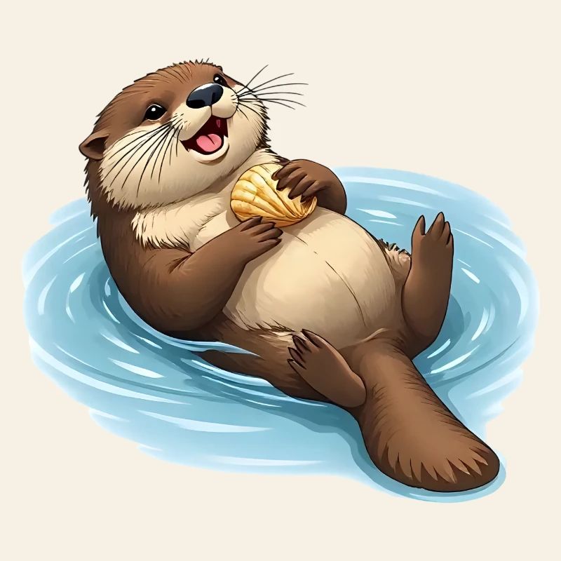 Relaxter Biber mit Muschel