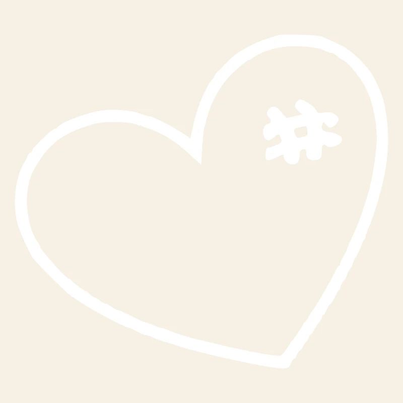 Coeur blanc avec points de suture