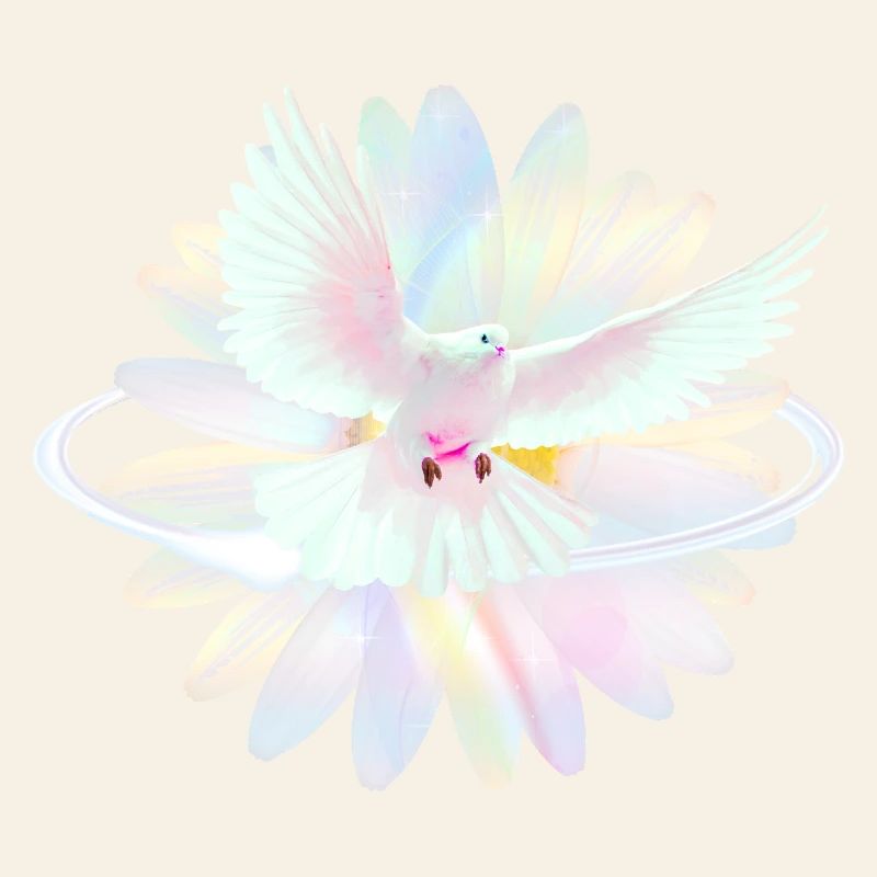 Pastel dove in rainbow light
