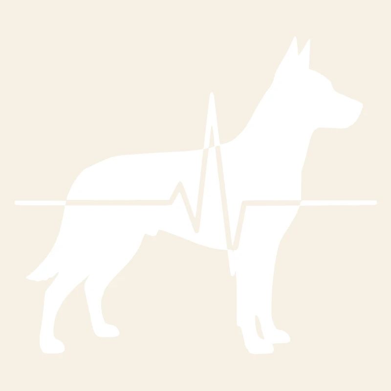 German Shepherd Heartbeat ECG Dog Vector