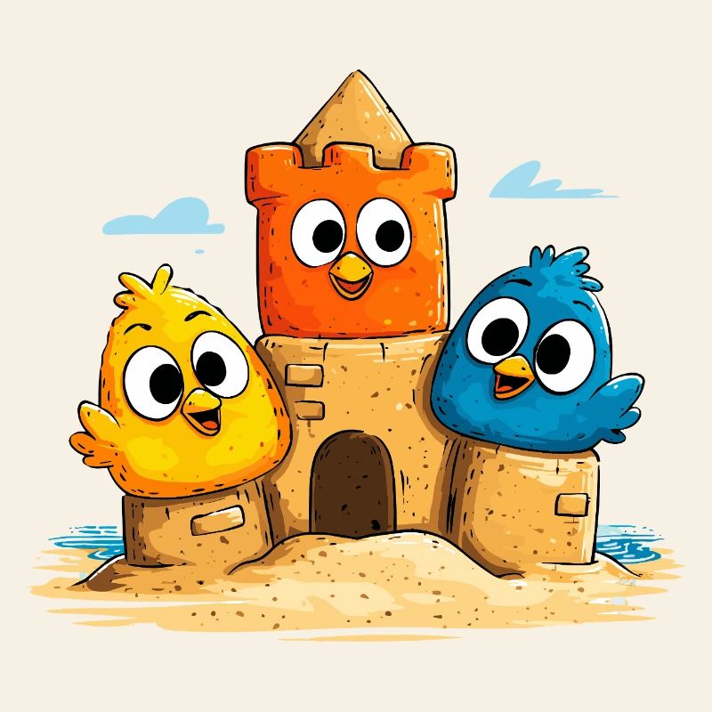 Trio des châteaux de sable coloré