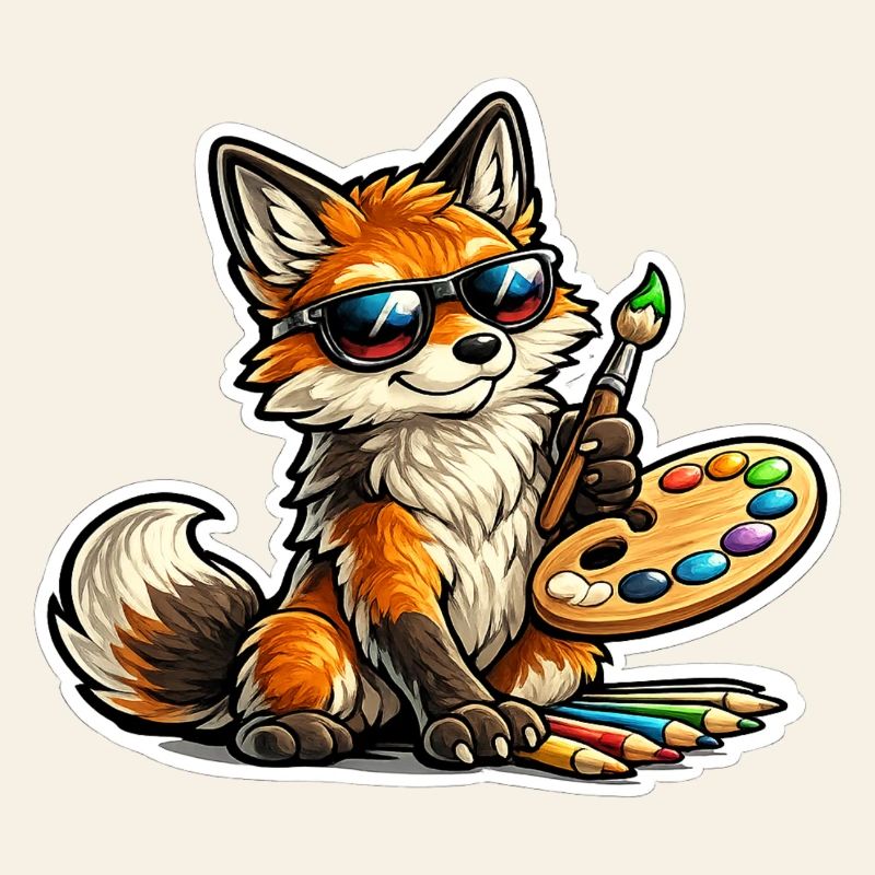 Naughty Fox Painter with Palette