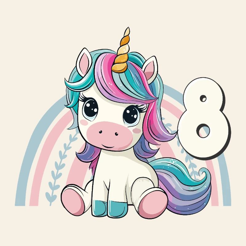 8. Geburtstag Einhorn Regenbogen Süß Niedlich