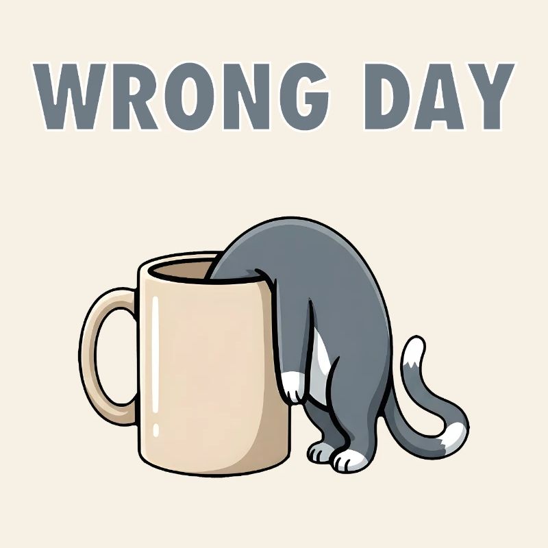 Wrong Day Cat - Funny Bad Day Coffee Meme