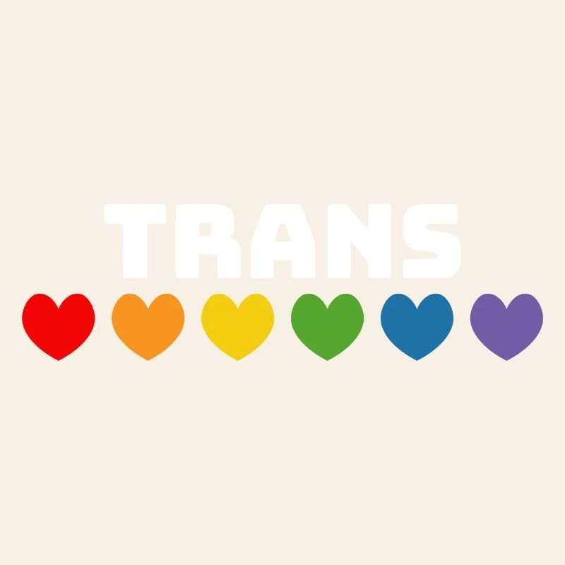 Rainbow heart trans white