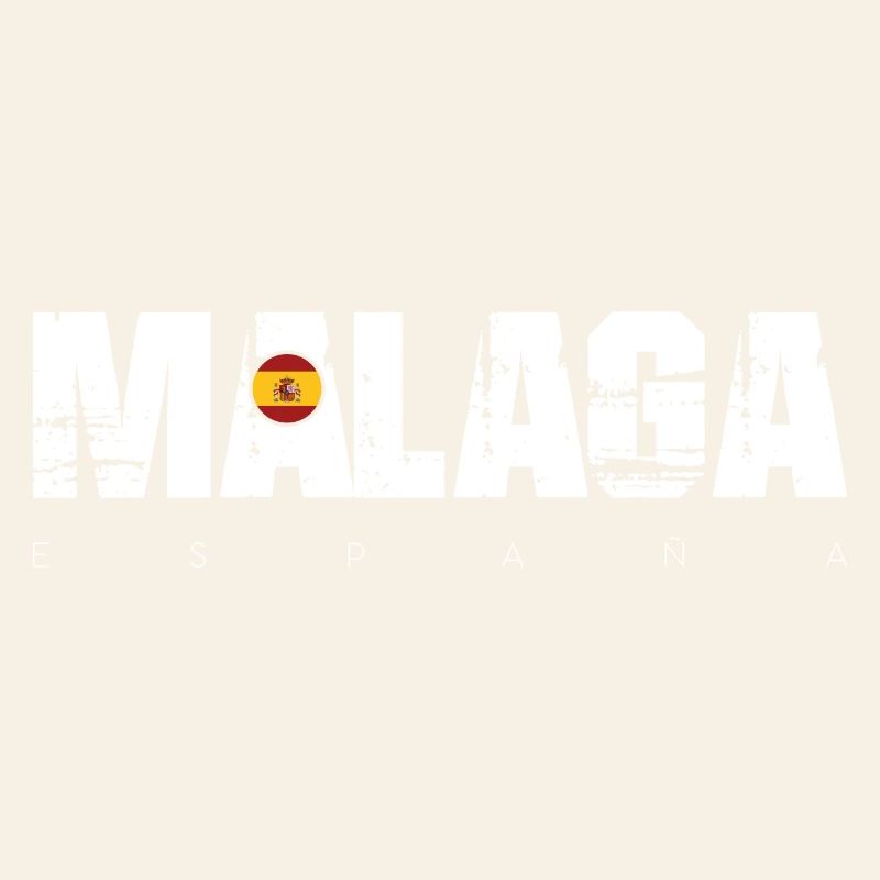 Málaga Distressed Text mit spanischer Flagge