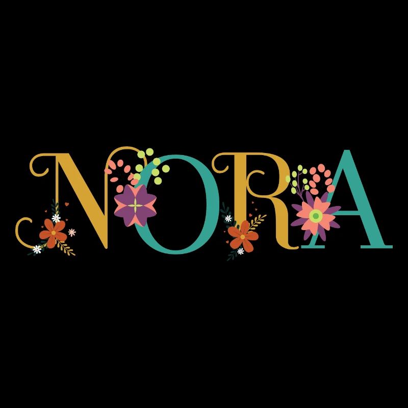 NORA Name Art With Flowers Embroidered