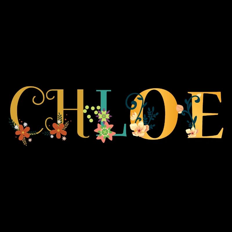 CHLOE Name Art avec des fleurs brodées